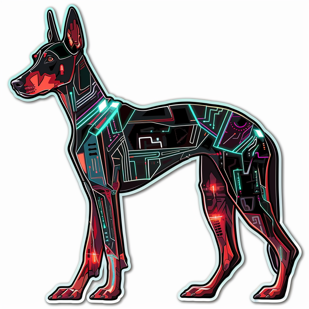 Doberman Pinscher Dog cyber punk Expressive surreal Vinyl Decal Sticker for Car, Laptop, Tumbler and more # F019415-4" x 4"