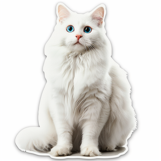 Adorable Turkish Angora Cat  Vinyl Decal Sticker for Car, Laptop, Tumbler and more # F020807-4" x 4"