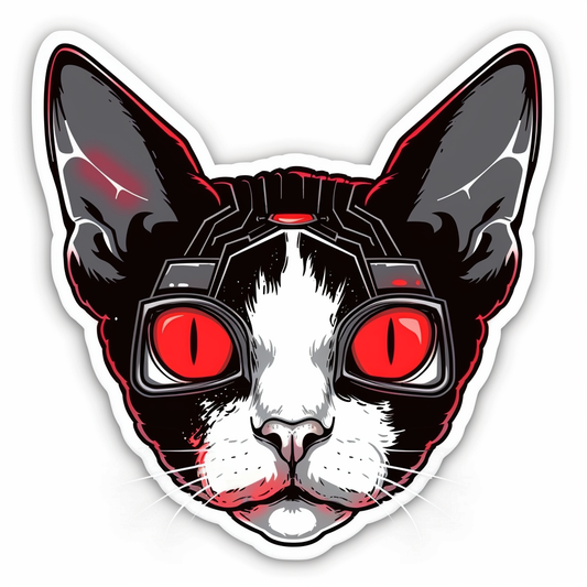 Adorable Cornish Rex Cat Expressive surreal Vinyl Decal Sticker for Car, Laptop, Tumbler and more # F021497-4" x 4"