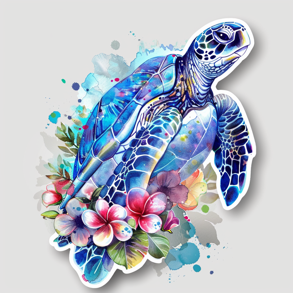 Sticker of a turtle majestic Expressive surreal Vinyl Decal Sticker for Car, Laptop, Tumbler and more # F022019
