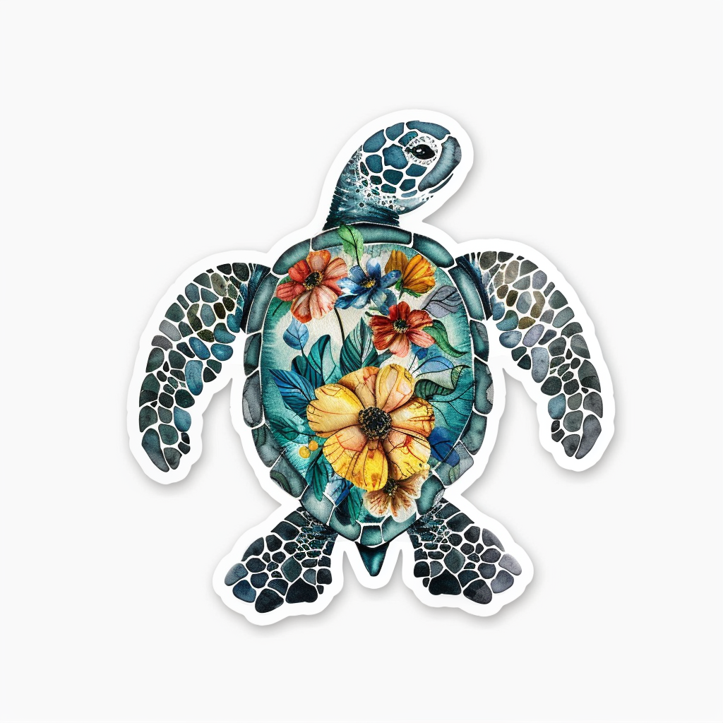 Sticker of a turtle majestic Expressive surreal Vinyl Decal Sticker for Car, Laptop, Tumbler and more # F022040