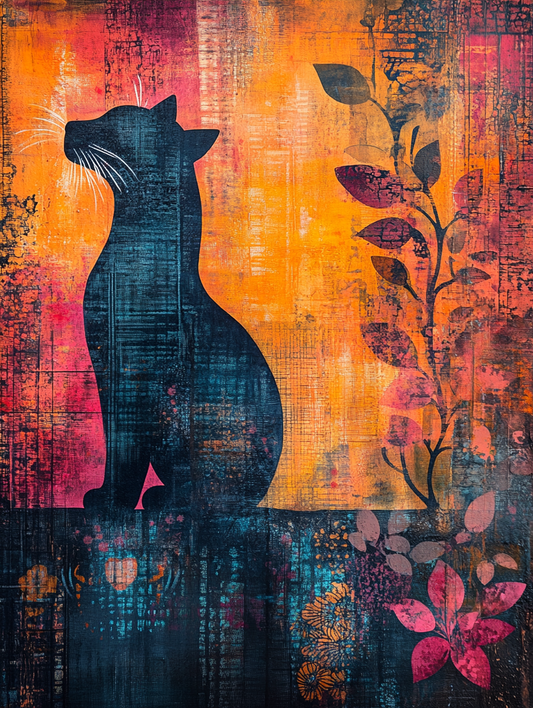 The silhouette of a leopard with an abstract color Expressive surreal Poster # F024832