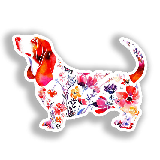 Basset Hound Dog Vinyl Decal Sticker for Car, Laptop, Tumbler and more # A018713-4" x 4"