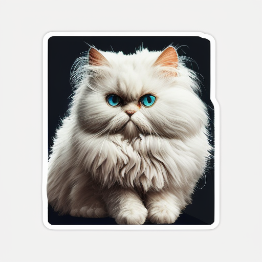 Persian cat with a thick fluffy white Expressive surreal Vinyl Decal Sticker for Car, Laptop, Tumbler and more # F016586