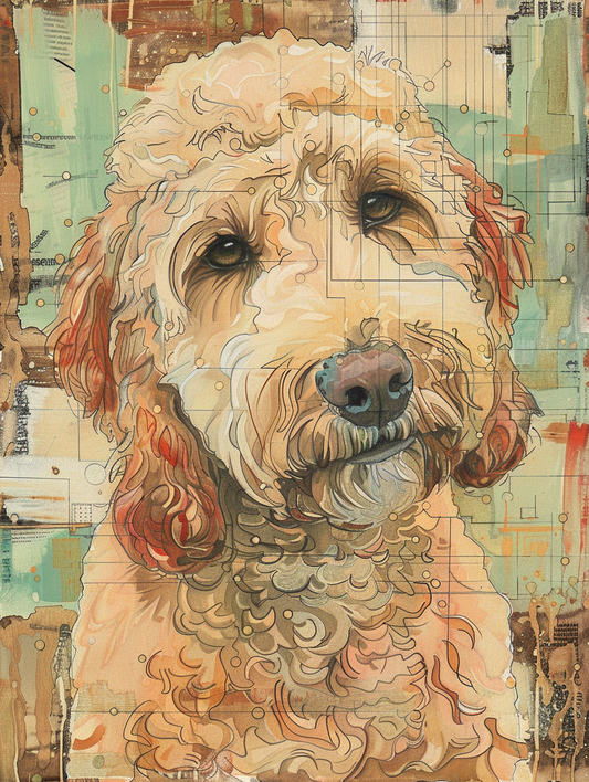 Poster of Goldendoodle dog Expressive surreal Poster # F024250