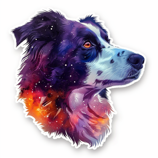 Border Collie Dog majestic Expressive surreal Vinyl Decal Sticker for Car, Laptop, Tumbler and more # F021837-4" x 4"
