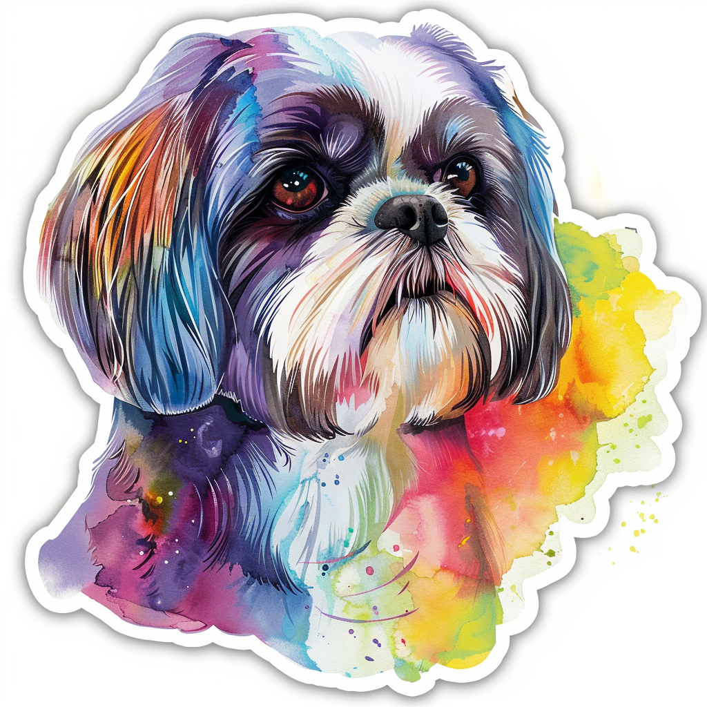 Adorable Shih Tzu Dog Expressive surreal Vinyl Decal Sticker for Car, Laptop, Tumbler and more # F018529