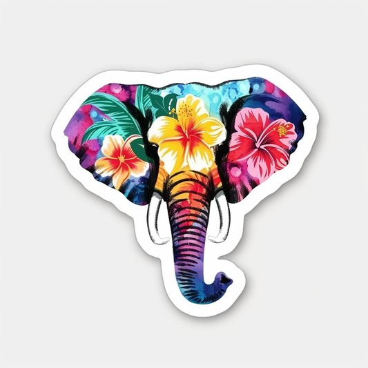 Elephant Expressive surreal Vinyl Decal Sticker for Car, Laptop, Tumbler and more # F022293-4" x 4"