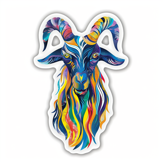 Goat majestic Expressive surreal Vinyl Decal Sticker for Car, Laptop, Tumbler and more # F020628-4" x 4"