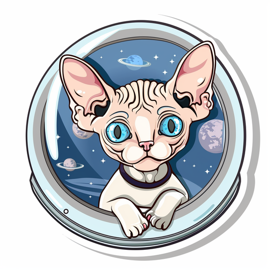 Adorable Cornish Rex Cat Expressive surreal Vinyl Decal Sticker for Car, Laptop, Tumbler and more # F021598-4" x 4"