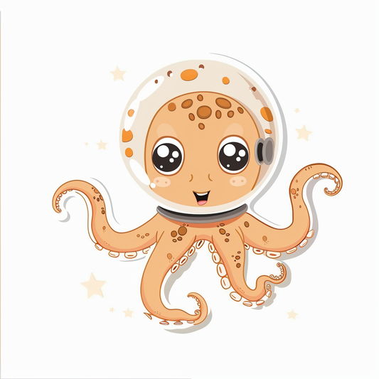 Sticker of a Cute and Adorable Octopus full body space suit Expressive surreal Vinyl Decal Sticker for Car, Laptop, Tumbler and more # F015933