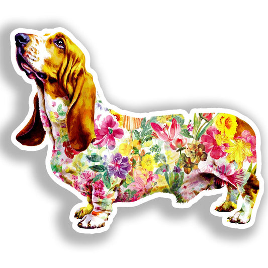 Basset Hound Dog Vinyl Decal Sticker for Car, Laptop, Tumbler and more # A018669-4" x 4"