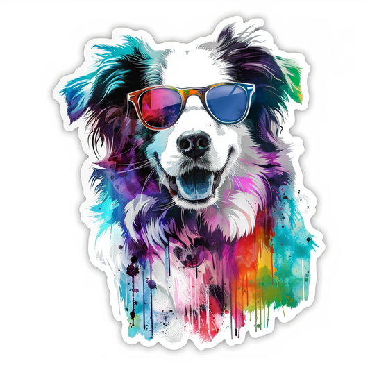 Border Collie Dog majestic Expressive surreal Vinyl Decal Sticker for Car, Laptop, Tumbler and more # F021717-4" x 4"