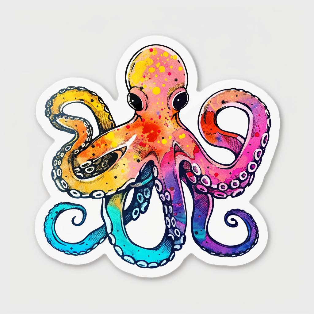 Sticker of an Octopus astronaut majestic Expressive surreal Vinyl Decal Sticker for Car, Laptop, Tumbler and more # F015664