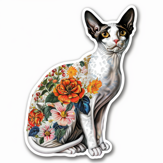 Adorable Cornish Rex Cat Expressive surreal Vinyl Decal Sticker for Car, Laptop, Tumbler and more # F021440-4" x 4"