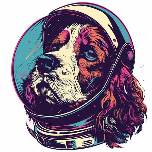 Cocker Spaniel Dog astronaut majestic Expressive surreal Vinyl Decal Sticker for Car, Laptop, Tumbler and more # F020229-4" x 4"