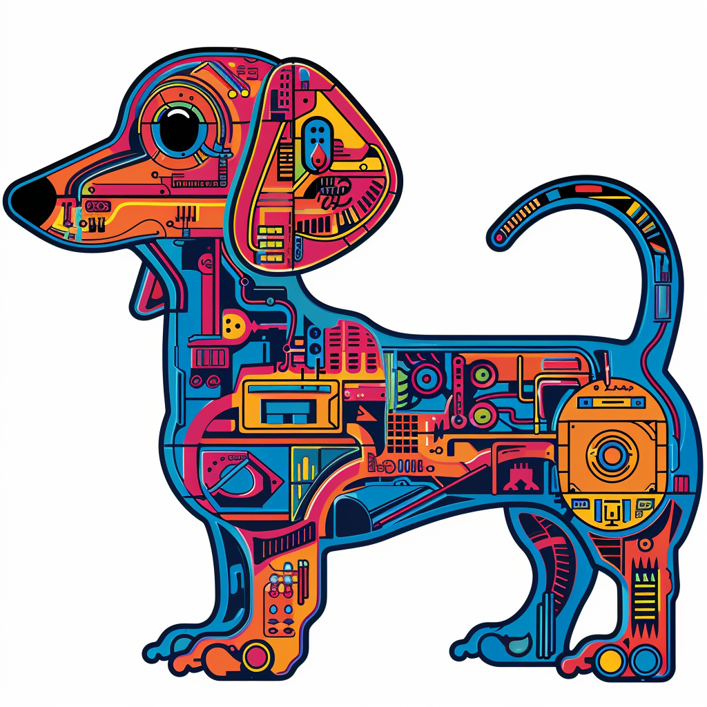 Dachshund Dog cyber punk Vinyl Decal Sticker for Car, Laptop, Tumbler and more # F012889