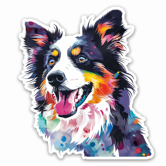 Border Collie Dog majestic Expressive surreal Vinyl Decal Sticker for Car, Laptop, Tumbler and more # F021715-4" x 4"