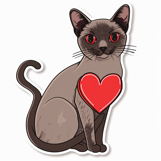Burmese Cat heartcore Vinyl Decal Sticker for Car, Laptop, Tumbler and more # F011028