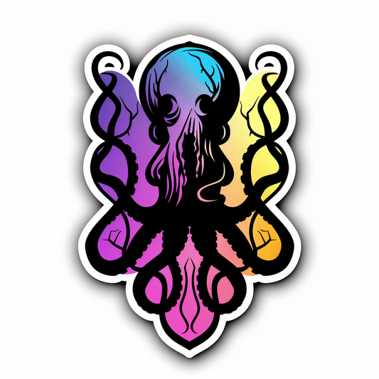 Sticker of a Octopus heartcore majestic Expressive surreal Vinyl Decal Sticker for Car, Laptop, Tumbler and more # F015725