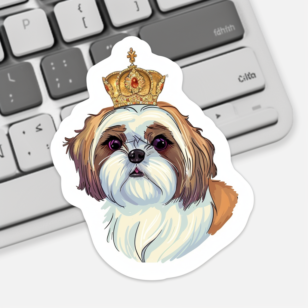 Adorable Shih Tzu Dog Expressive surreal Vinyl Decal Sticker for Car, Laptop, Tumbler and more # F018403