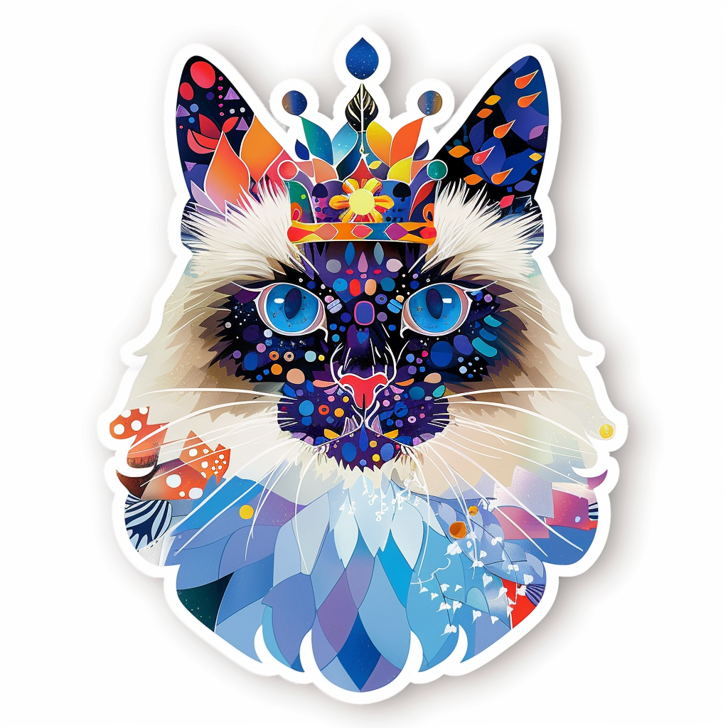 Ragdoll Cat crowned Vinyl Decal Sticker for Car, Laptop, Tumbler and more # F010254