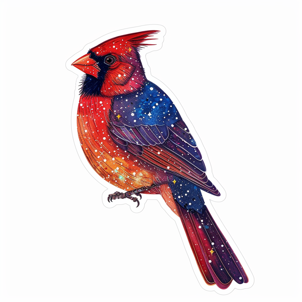Sticker of a Cardinal Bird majestic Expressive surreal Vinyl Decal Sticker for Car, Laptop, Tumbler and more # F024237