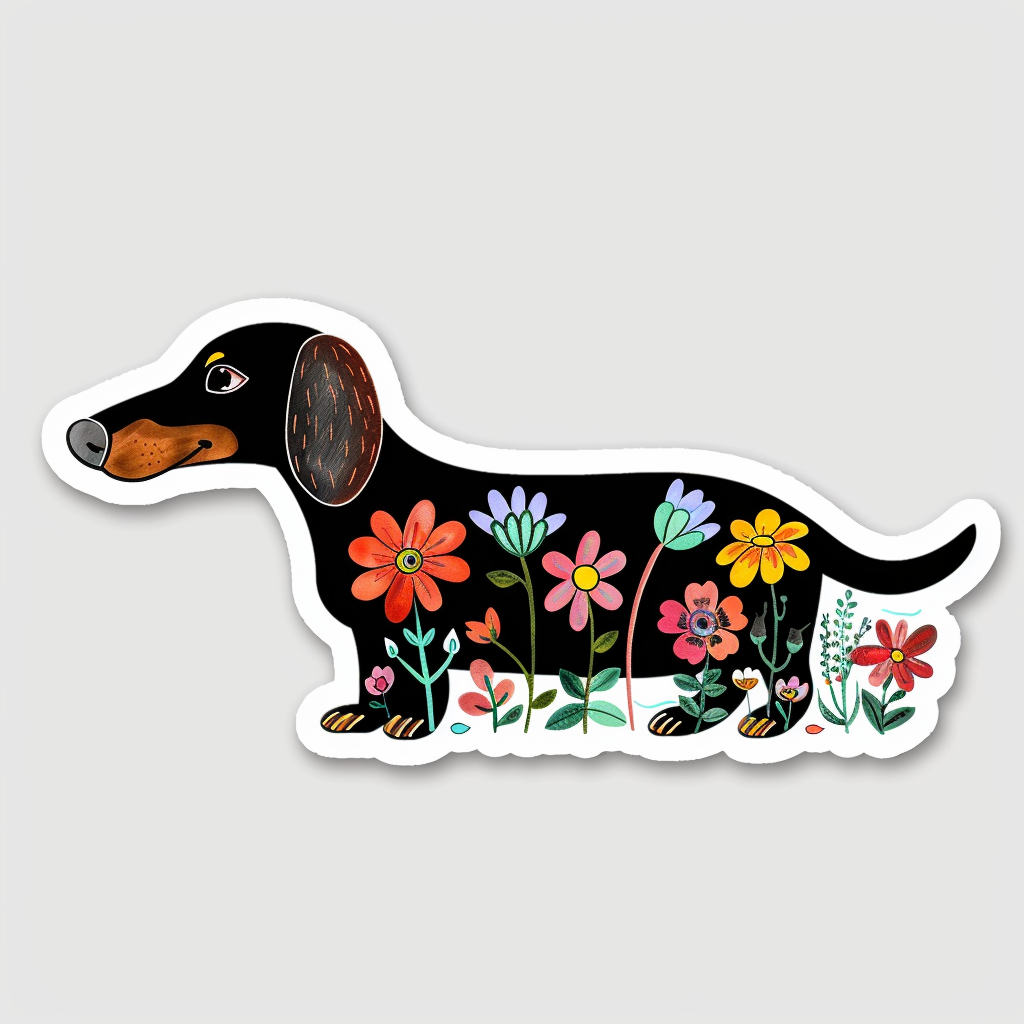 Dachshund Dog floral Vinyl Decal Sticker for Car, Laptop, Tumbler and more # F013205