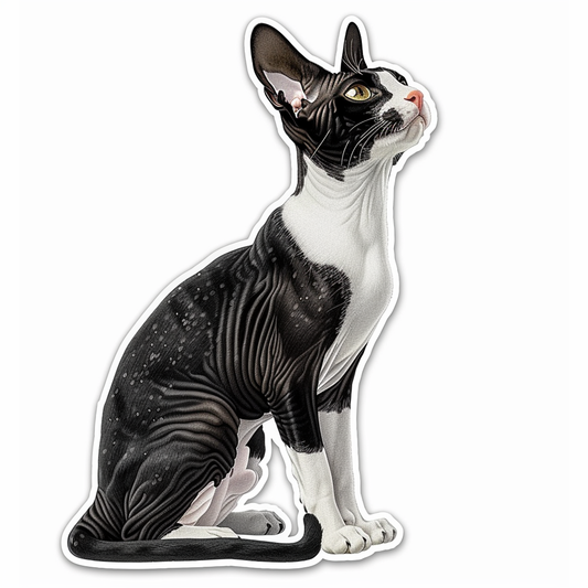 Adorable Cornish Rex Cat Expressive surreal Vinyl Decal Sticker for Car, Laptop, Tumbler and more # F021390-4" x 4"