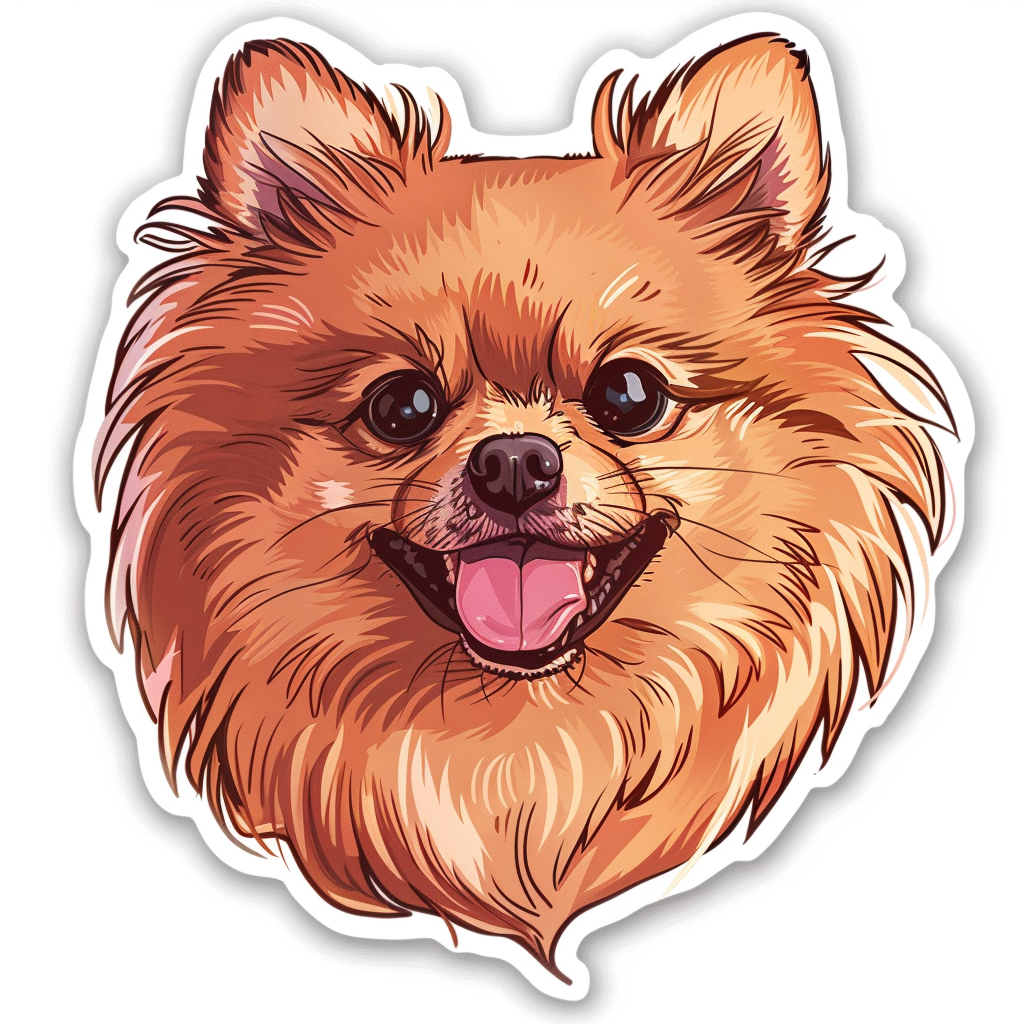 Sticker of a Pomeranian Dog majestic Expressive surreal Heartcore Vinyl Decal Sticker for Car, Laptop, Tumbler and more # F014020