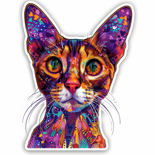 Abyssinian Cat astronaut majestic Expressive surreal Vinyl Decal Sticker for Car, Laptop, Tumbler and more # F021253-4" x 4"