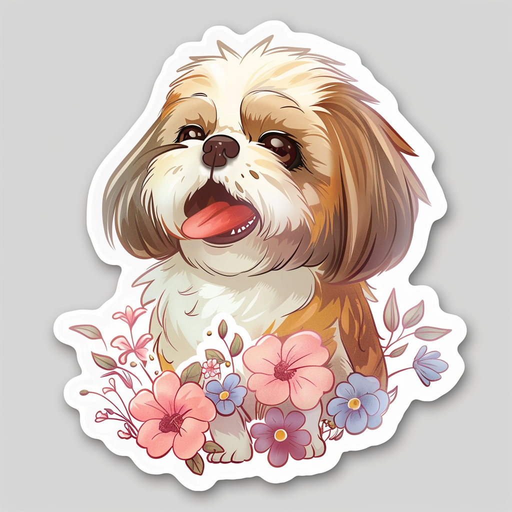 Adorable Shih Tzu Dog Expressive surreal Vinyl Decal Sticker for Car, Laptop, Tumbler and more # F018203