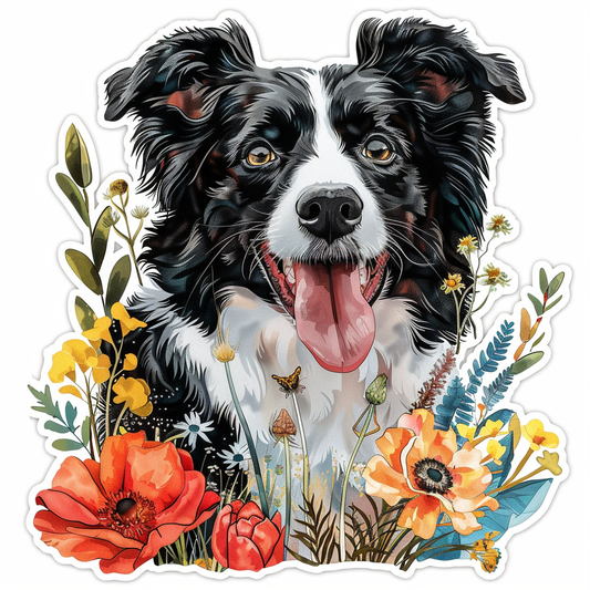 Border Collie Dog majestic Expressive surreal Vinyl Decal Sticker for Car, Laptop, Tumbler and more # F021729-4" x 4"