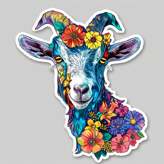 Goat majestic Expressive surreal Vinyl Decal Sticker for Car, Laptop, Tumbler and more # F020575-4" x 4"