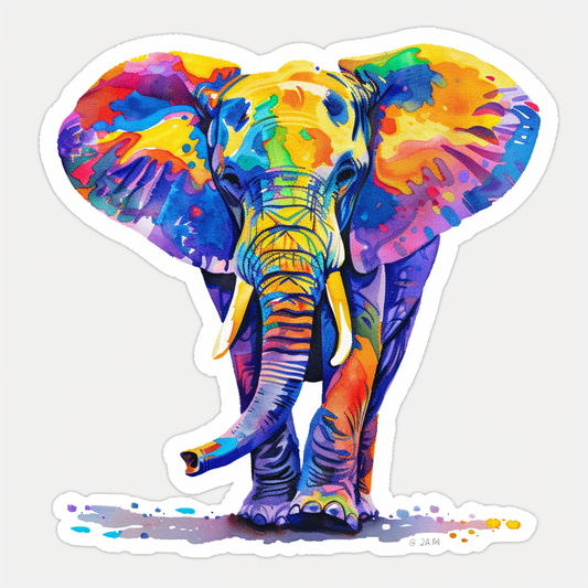 Elephant Expressive surreal Vinyl Decal Sticker for Car, Laptop, Tumbler and more # F022308-4" x 4"
