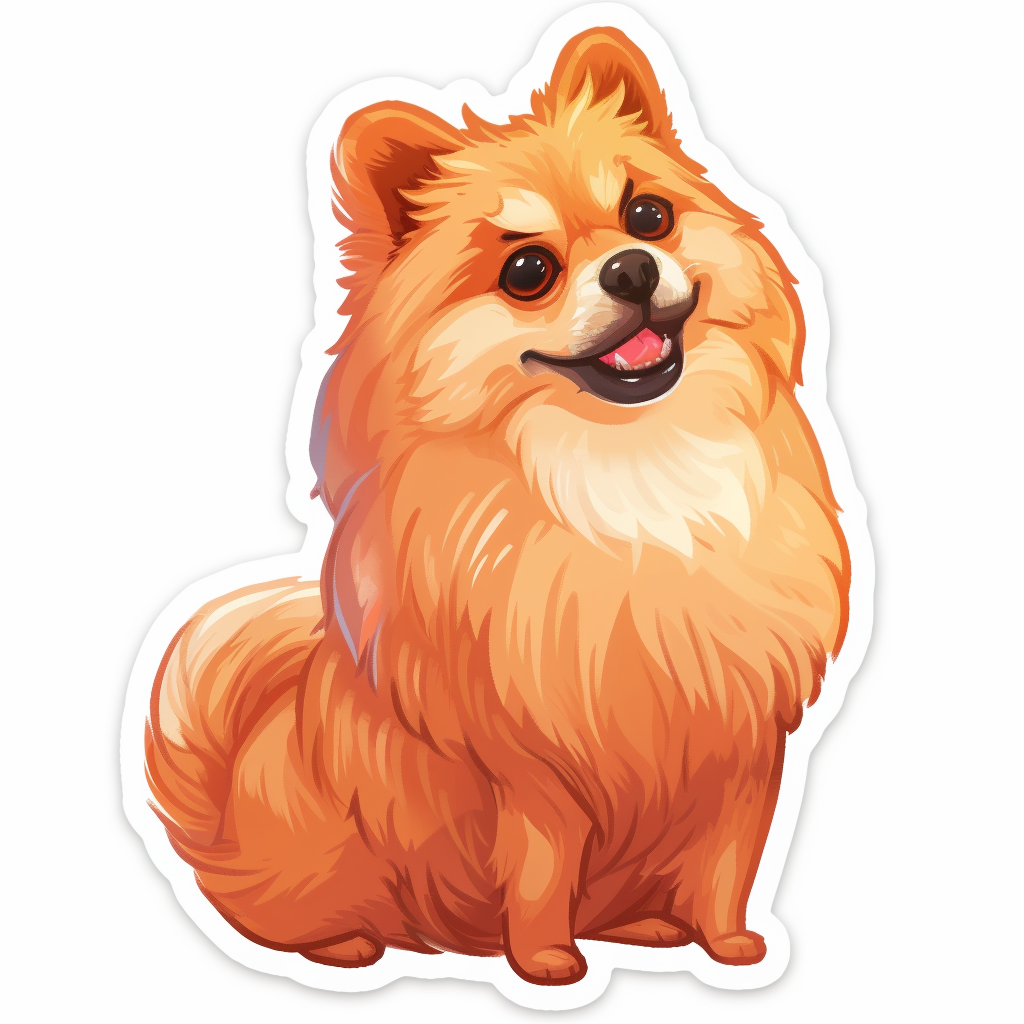 Sticker of a Pomeranian Dog majestic Expressive surreal Vinyl Decal Sticker for Car, Laptop, Tumbler and more # F013844