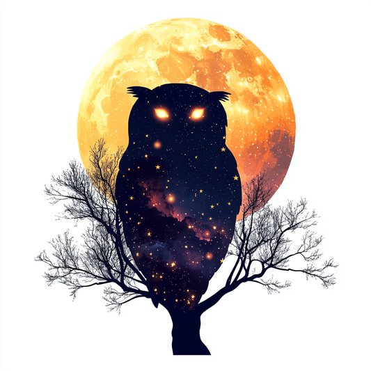 Owl Moon and Stars Vinyl Decal Sticker for Car, Laptop, Tumbler and more # F025730