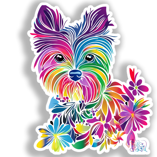 Yorkshire Terrier Dog Vinyl Decal Sticker for Car, Laptop, Tumbler and more # A017071-4" x 4"