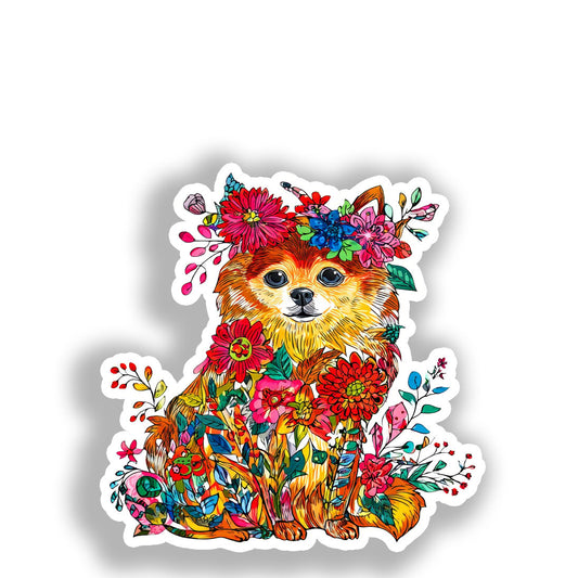Pomeranian Dog Vinyl Decal Sticker for Car, Laptop, Tumbler and more # A017311-4" x 4"