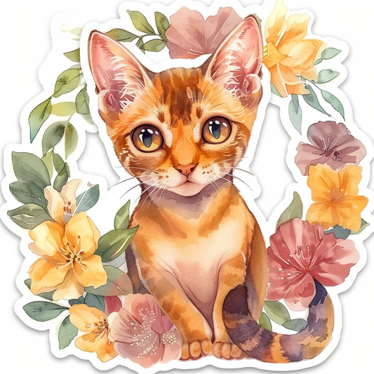 Abyssinian Cat astronaut majestic Expressive surreal Vinyl Decal Sticker for Car, Laptop, Tumbler and more # F021280-4" x 4"