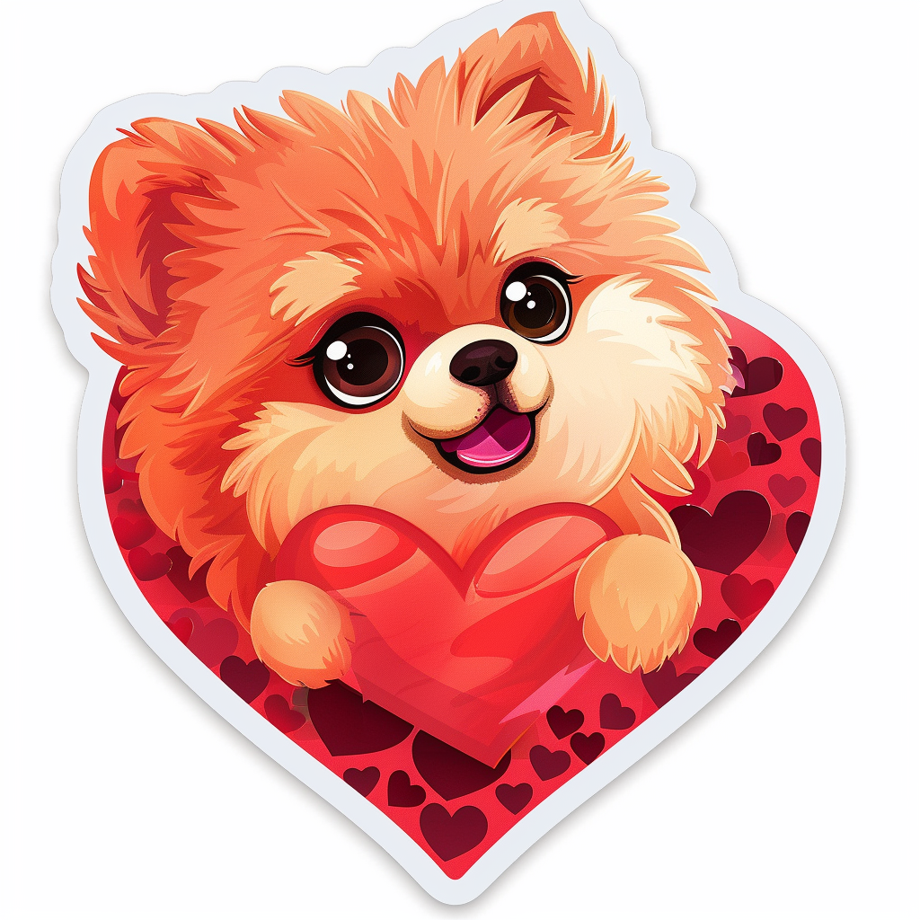 Sticker of a Pomeranian Dog majestic Expressive surreal Heartcore Vinyl Decal Sticker for Car, Laptop, Tumbler and more # F013971