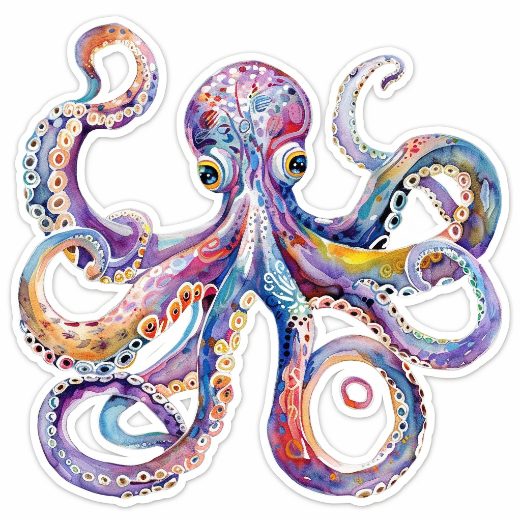 Sticker of an Octopus astronaut majestic Expressive surreal Vinyl Decal Sticker for Car, Laptop, Tumbler and more # F015683