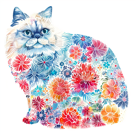 Persian Cat floral majestic Expressive surreal Vinyl Decal Sticker for Car, Laptop, Tumbler and more # F016211