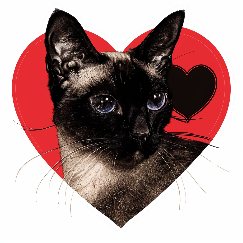 Burmese Cat heartcore Vinyl Decal Sticker for Car, Laptop, Tumbler and more # F010994