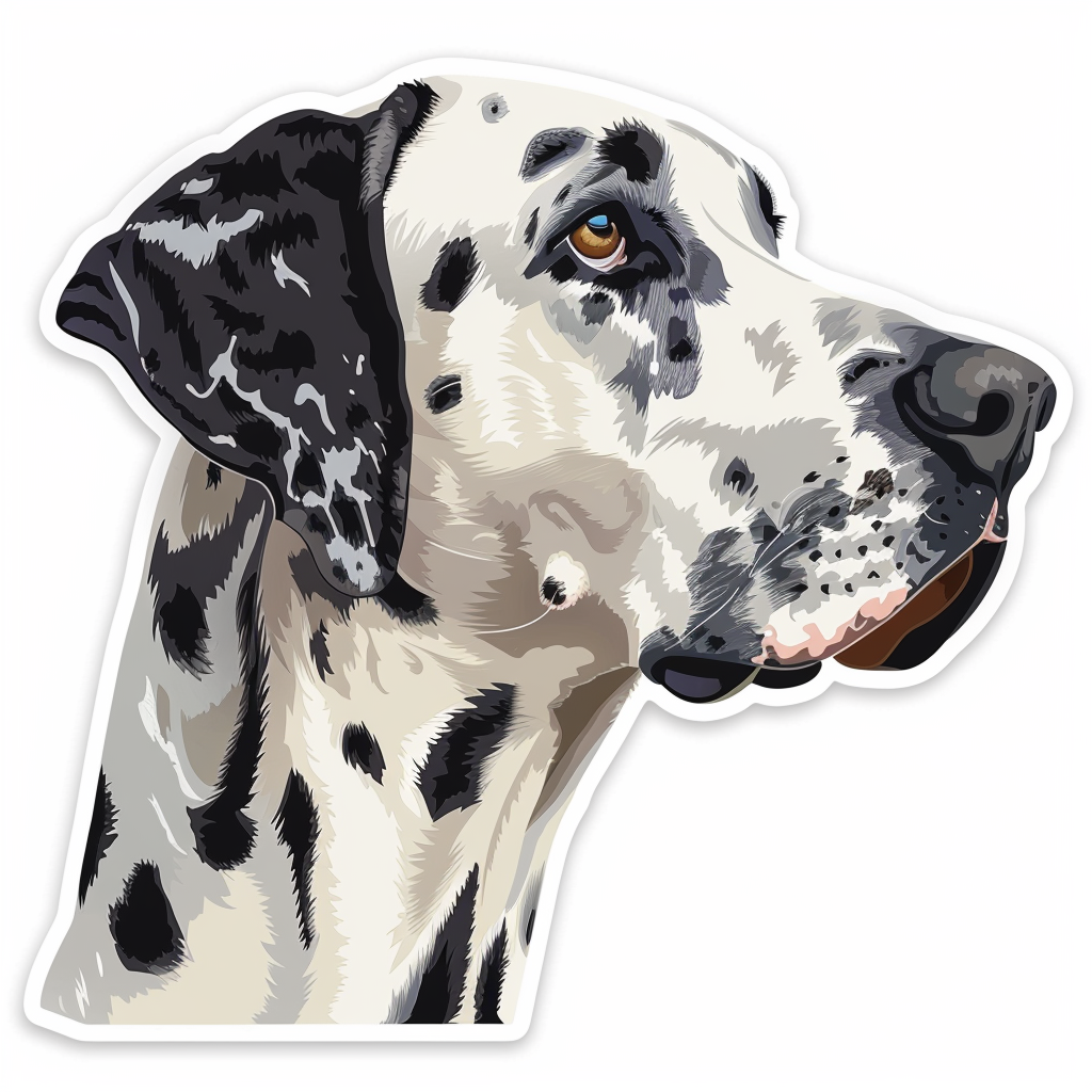 Adorable Great Dane Dog Expressive surreal Vinyl Decal Sticker for Car, Laptop, Tumbler and more # F017734