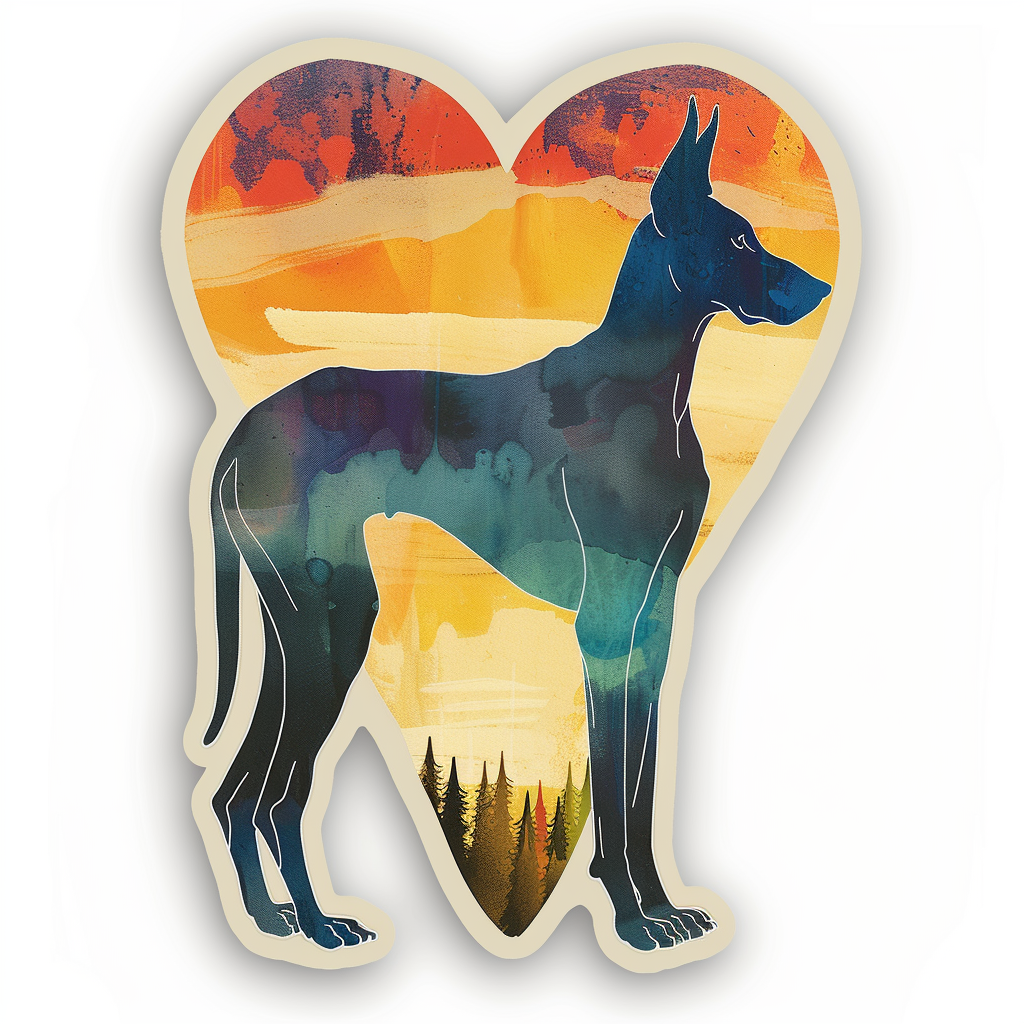 Adorable Great Dane Dog Expressive surreal Vinyl Decal Sticker for Car, Laptop, Tumbler and more # F018016