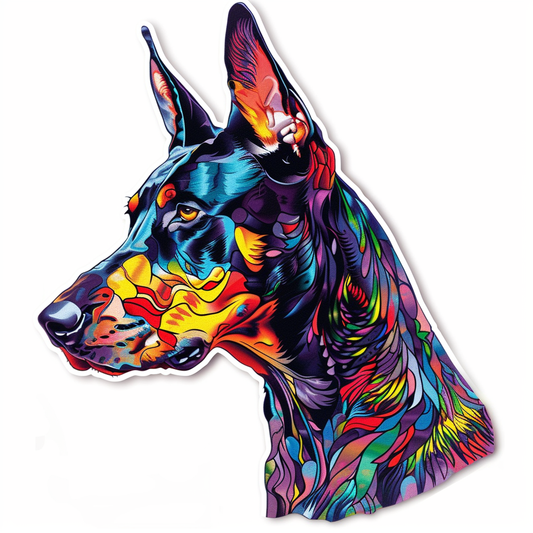 Sticker of a Doberman Pinscher Dog majestic Expressive surreal Vinyl Decal Sticker for Car, Laptop, Tumbler and more # F019222