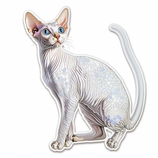 Adorable Cornish Rex Cat Expressive surreal Vinyl Decal Sticker for Car, Laptop, Tumbler and more # F021381-4" x 4"
