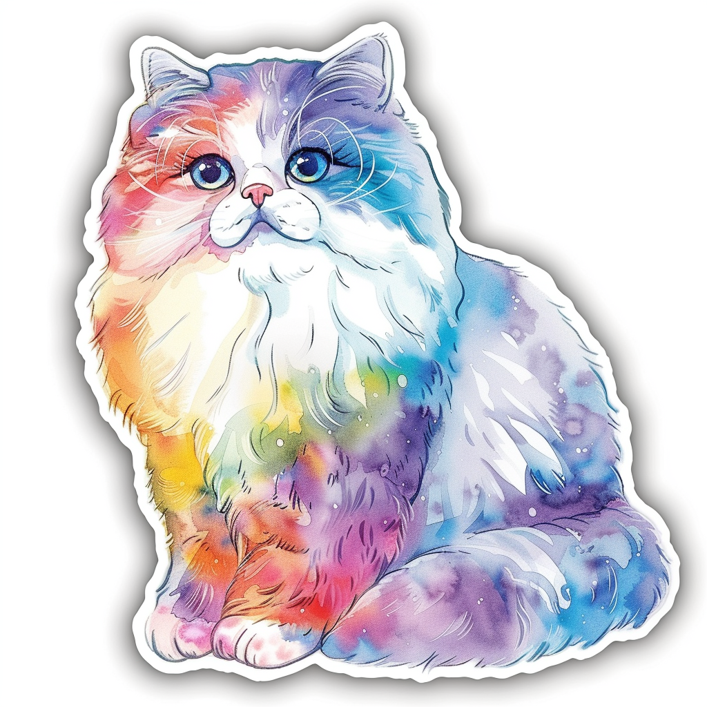 Sticker of a Persian Cat majestic Expressive surreal Vinyl Decal Sticker for Car, Laptop, Tumbler and more # F016332
