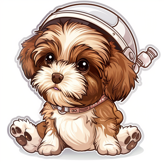 Adorable Shih Tzu Dog Expressive surreal Vinyl Decal Sticker for Car, Laptop, Tumbler and more # F018149